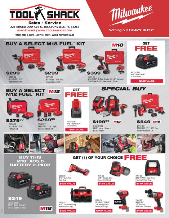 Tool Shack Jacksonville, FL Specials